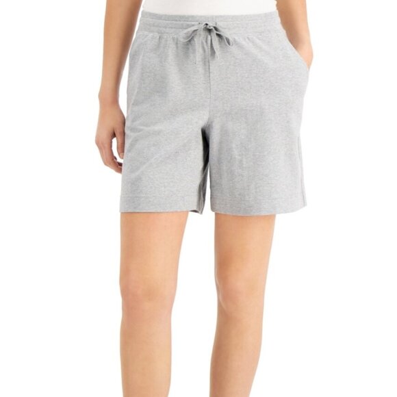 NEW! Karen Scott Sport Shorts Grey Petite Small Drawstring Cotton & spandex Pock - Picture 4 of 12